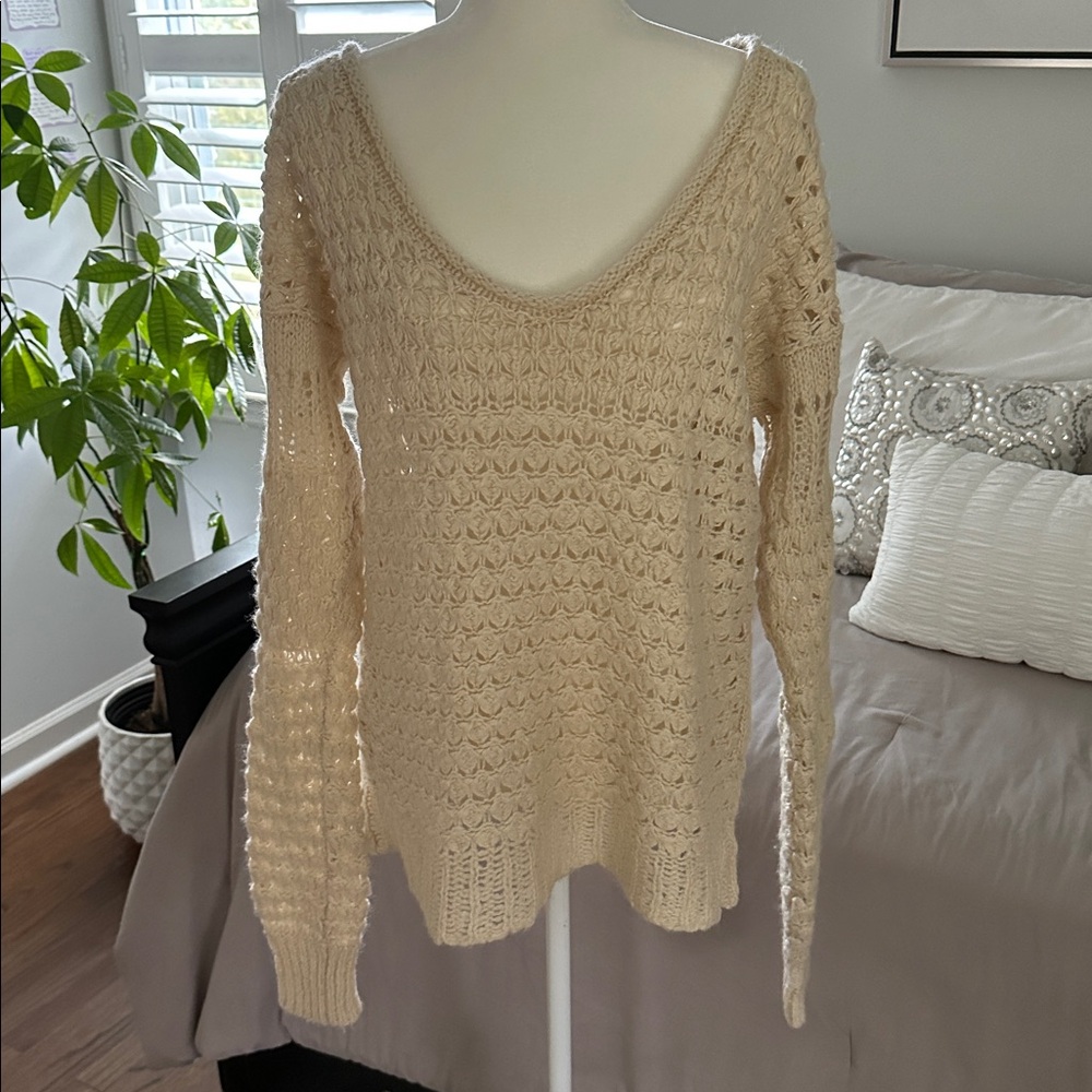 Free People Cream Knit Sweater